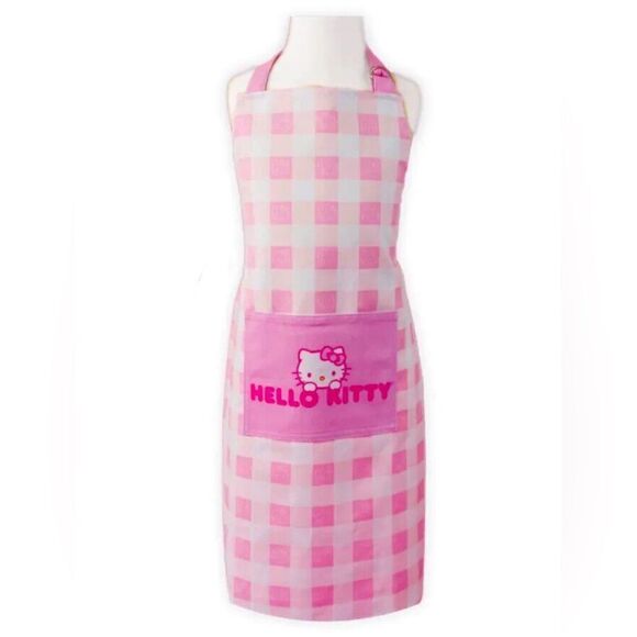 Hello Kitty by Sanrio apron, pink and white gingham, youth size - Picture 1 of 8
